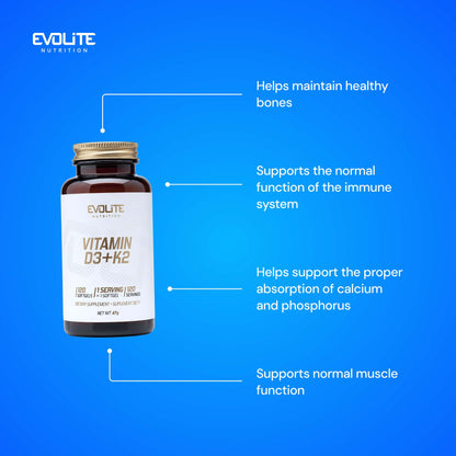 Evolite Nutrition Vitamin D3+K2 120 Caps
