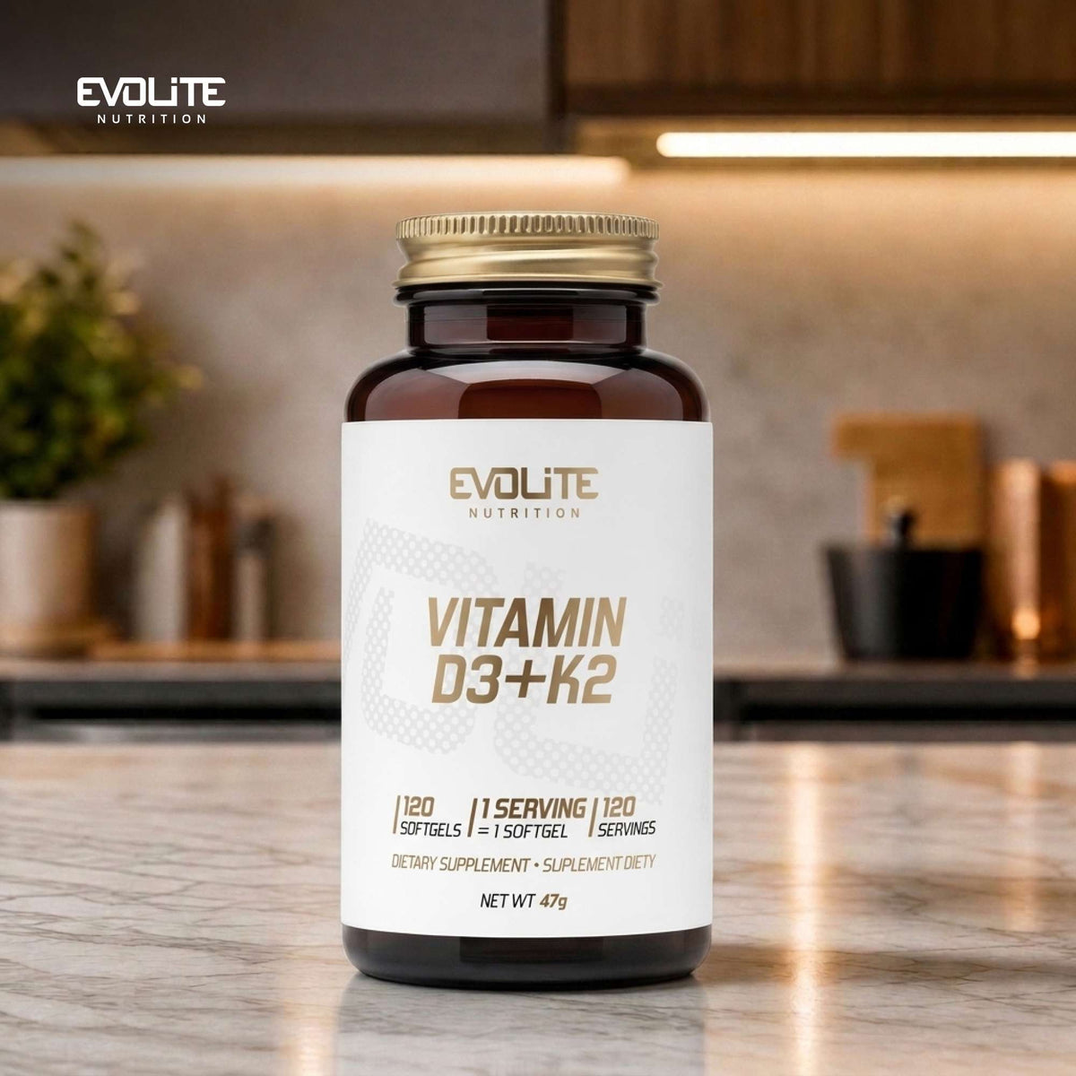 Evolite Nutrition Vitamin D3+K2 120 Caps