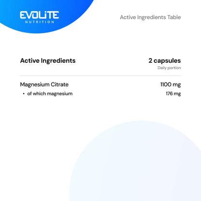Evolite Nutrition Magnesium Citrate 550mg 150 Vege Caps