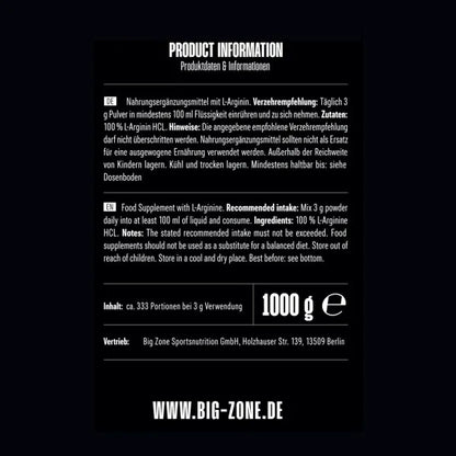 Big Zone L-Arginin HCL 1000g