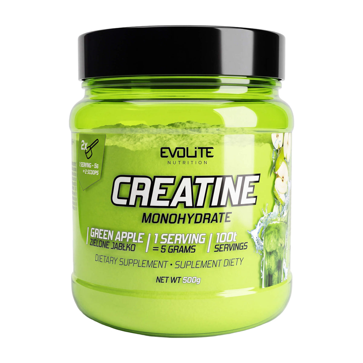 Evolite Nutrition Creatine Monohydrat 500 g in der Variante Green Apple