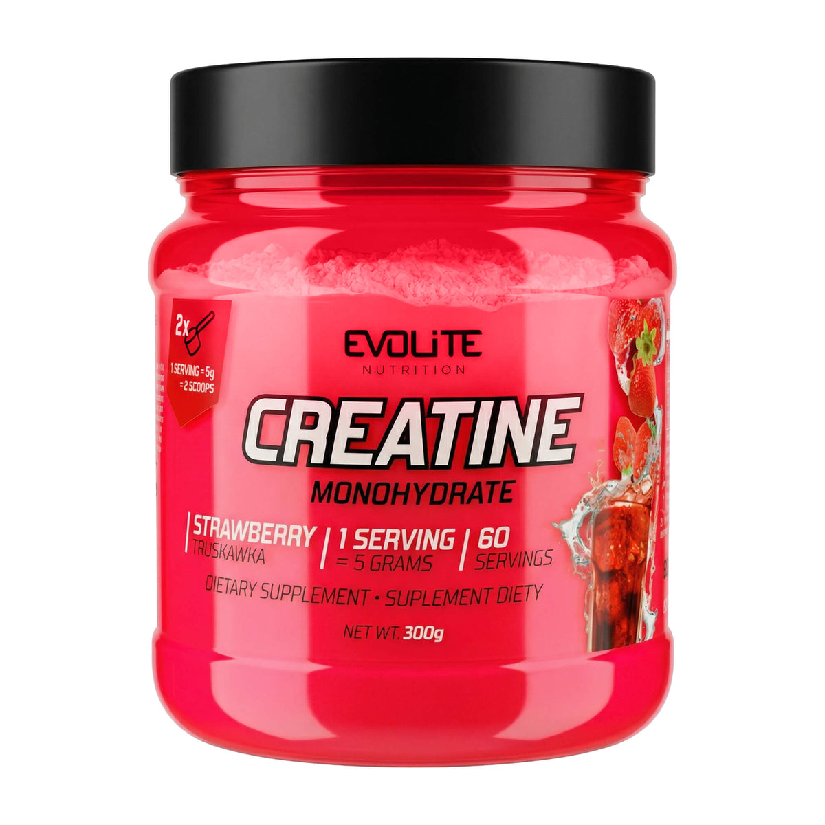 Evolite Nutrition Creatine Monohydrate 300 g in der Geschmacksrichtung Strawberry