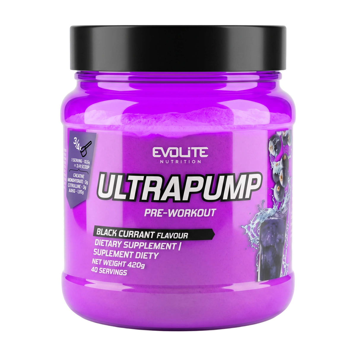 Evolite Nutrition Ultra Pump Pre-Workout Pulver Black Currant 420 g