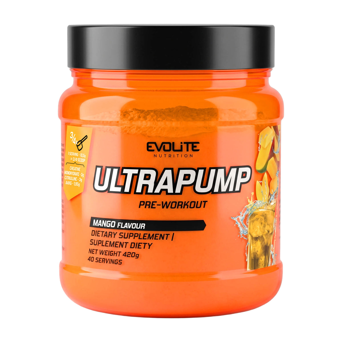 Evolite Nutrition Ultra Pump Pre-Workout Pulver Mango 420 g