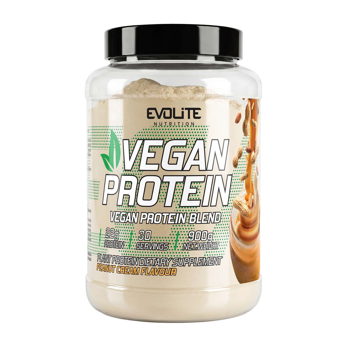 Evolite Nutrition Proteinpulver auf Pflanzenbasis mit Peanut Cream Geschmack