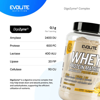 Evolite Nutrition Whey Protein Matrix 900g DigeZyme Complex