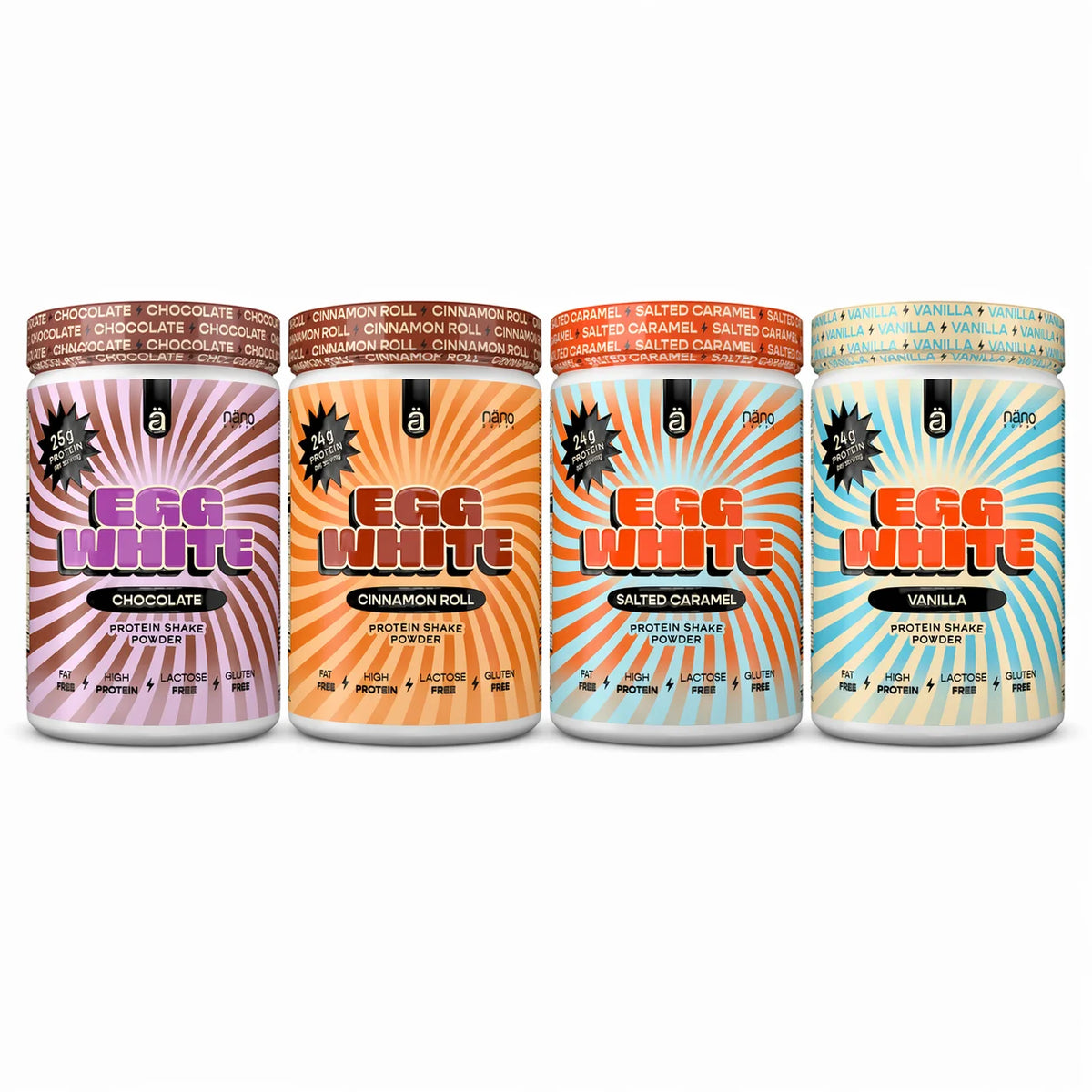 Dose mit Nano Supps Eiklarprotein Pulver für proteinreiche Ernährung