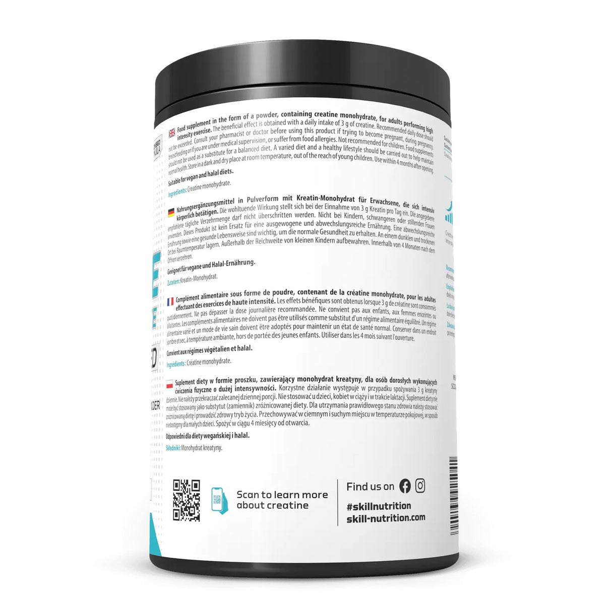 Skill Nutrition Kreatin-Monohydrat Pulver 500 g