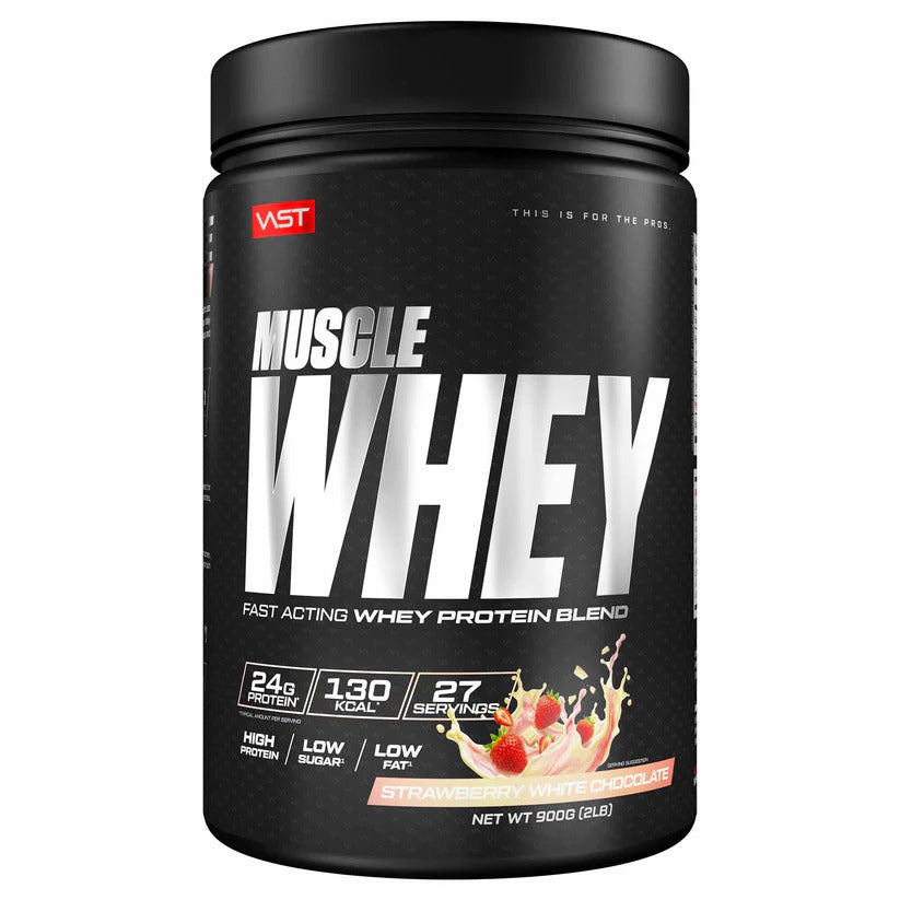 Vast Muscle Whey mit Erdbeer- und weißem Schokoladengeschmack