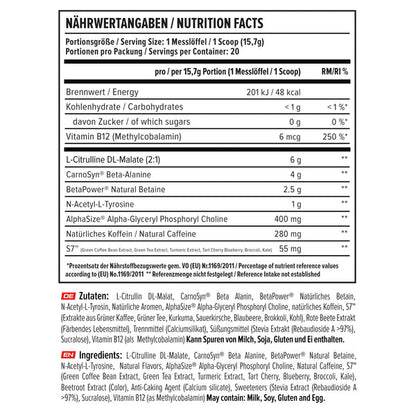 VAST V8 Total Energy Inhaltsstoffe mit CarnoSyn, BetaPower und Citrullin