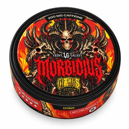 Dosen der Veiny Galaxy Morbidius Koffein Pouches mit 200mg Citrus